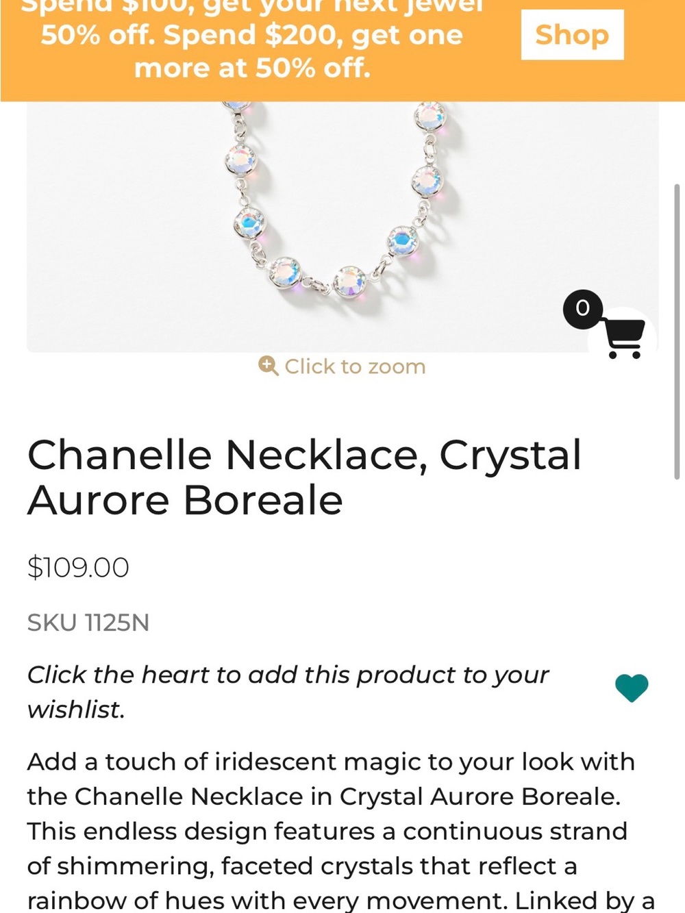 Chantelle Iridescent Crystal Necklace with Silver Links